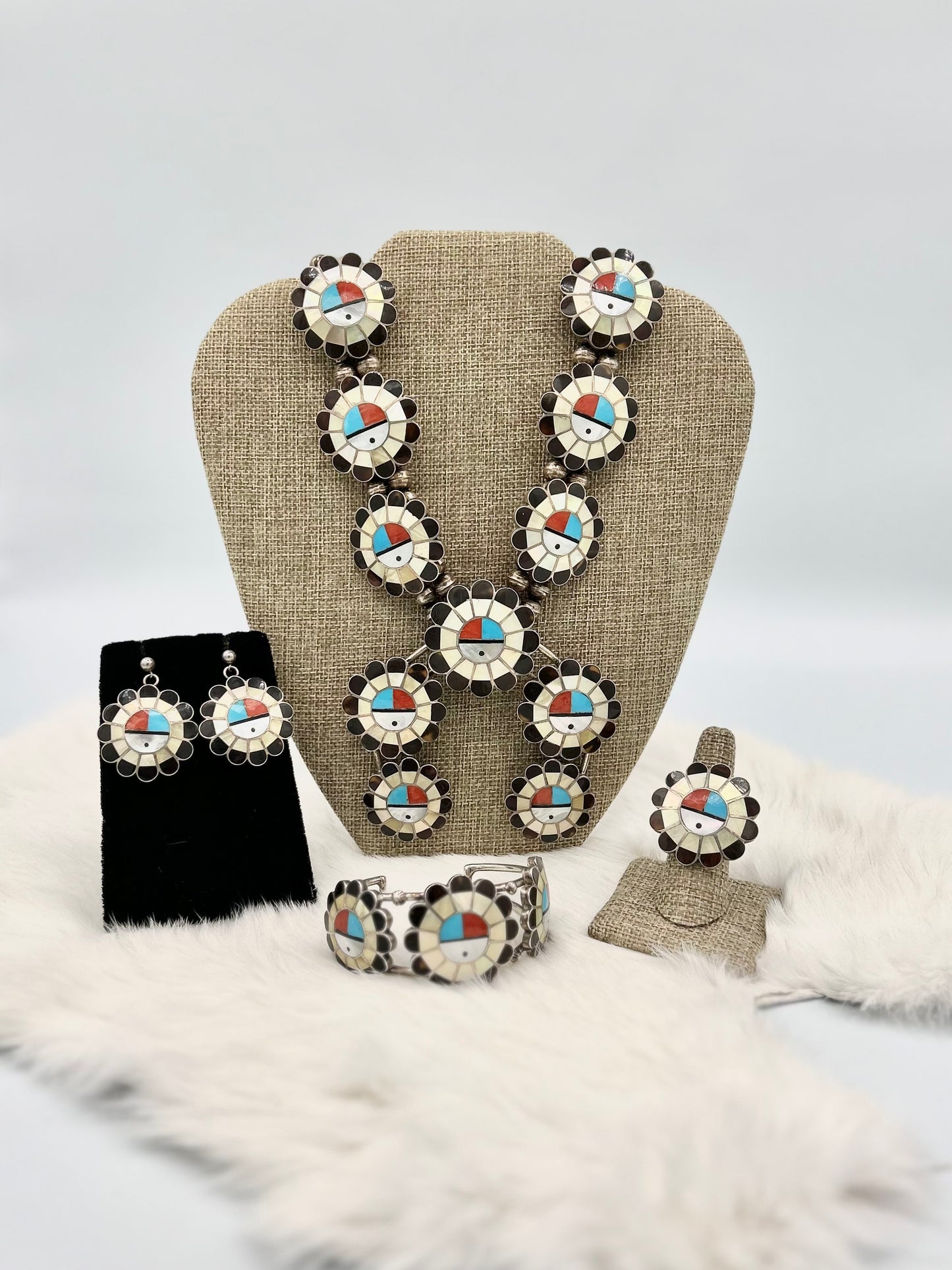Zuni Sunface Squash Blossom Set