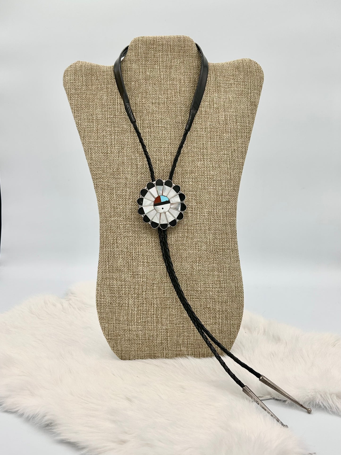 Zuni Sunface Bolo Tie