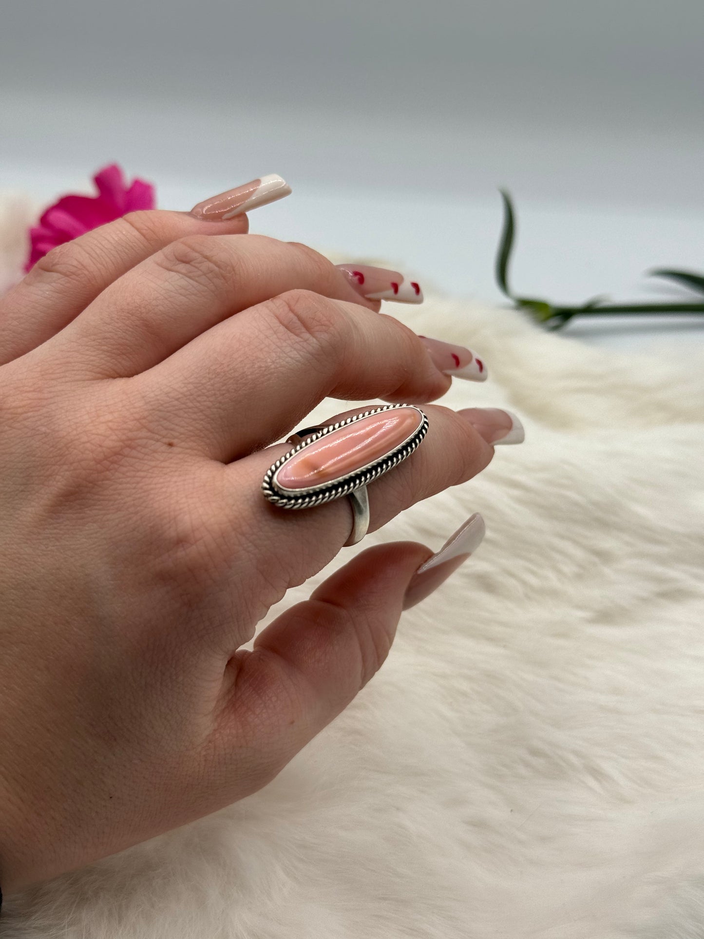 Pink Shell Adjustable Ring