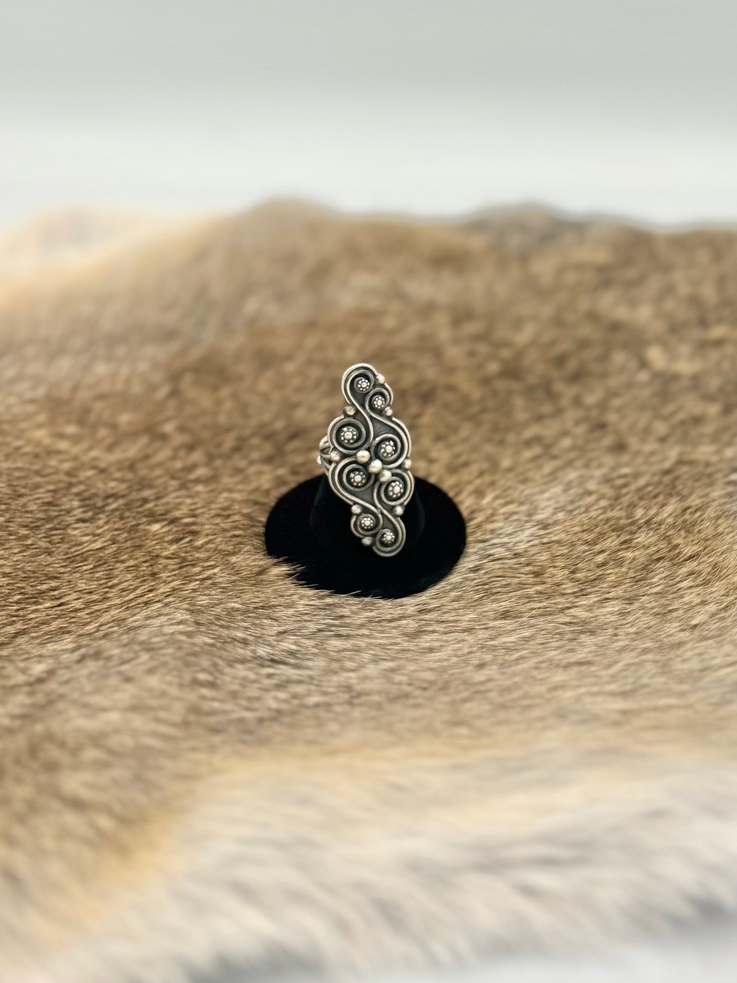 John Begay Long Silver Wire Ring