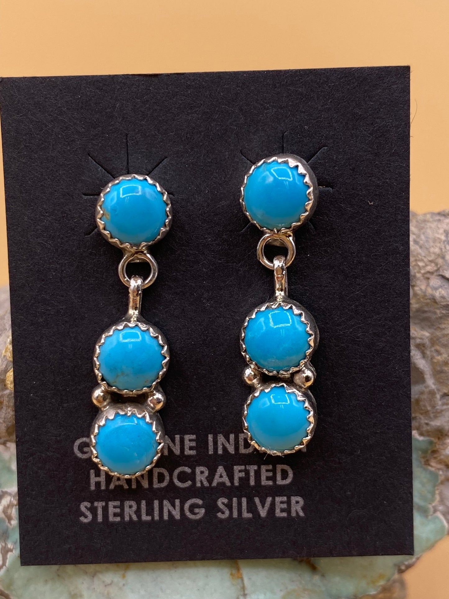 Tri-Turquoise Studded Dangle