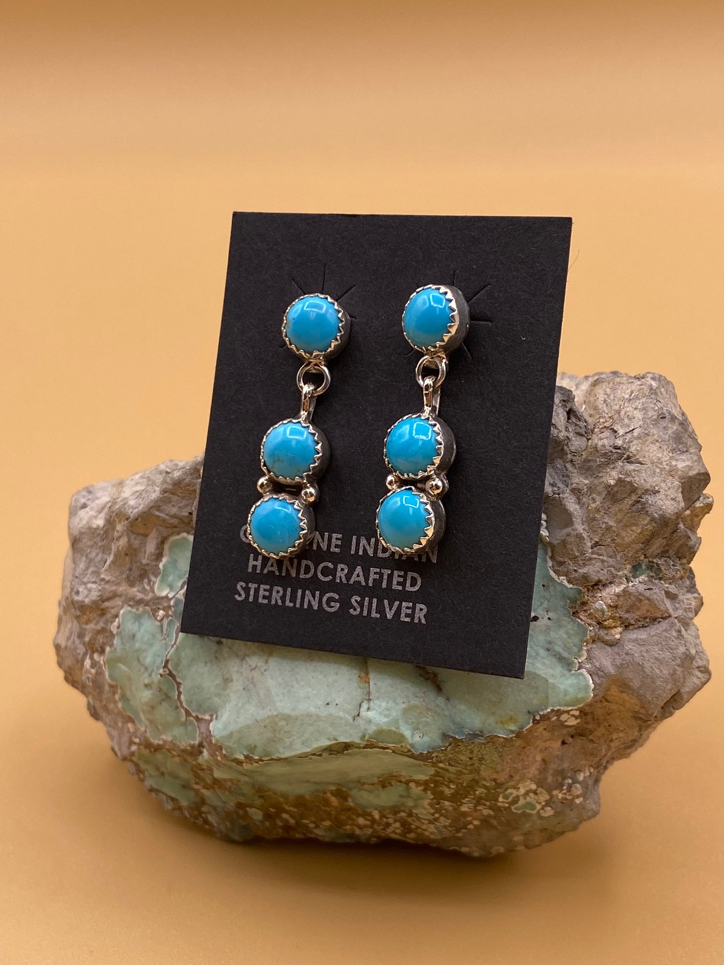 Tri-Turquoise Studded Dangle