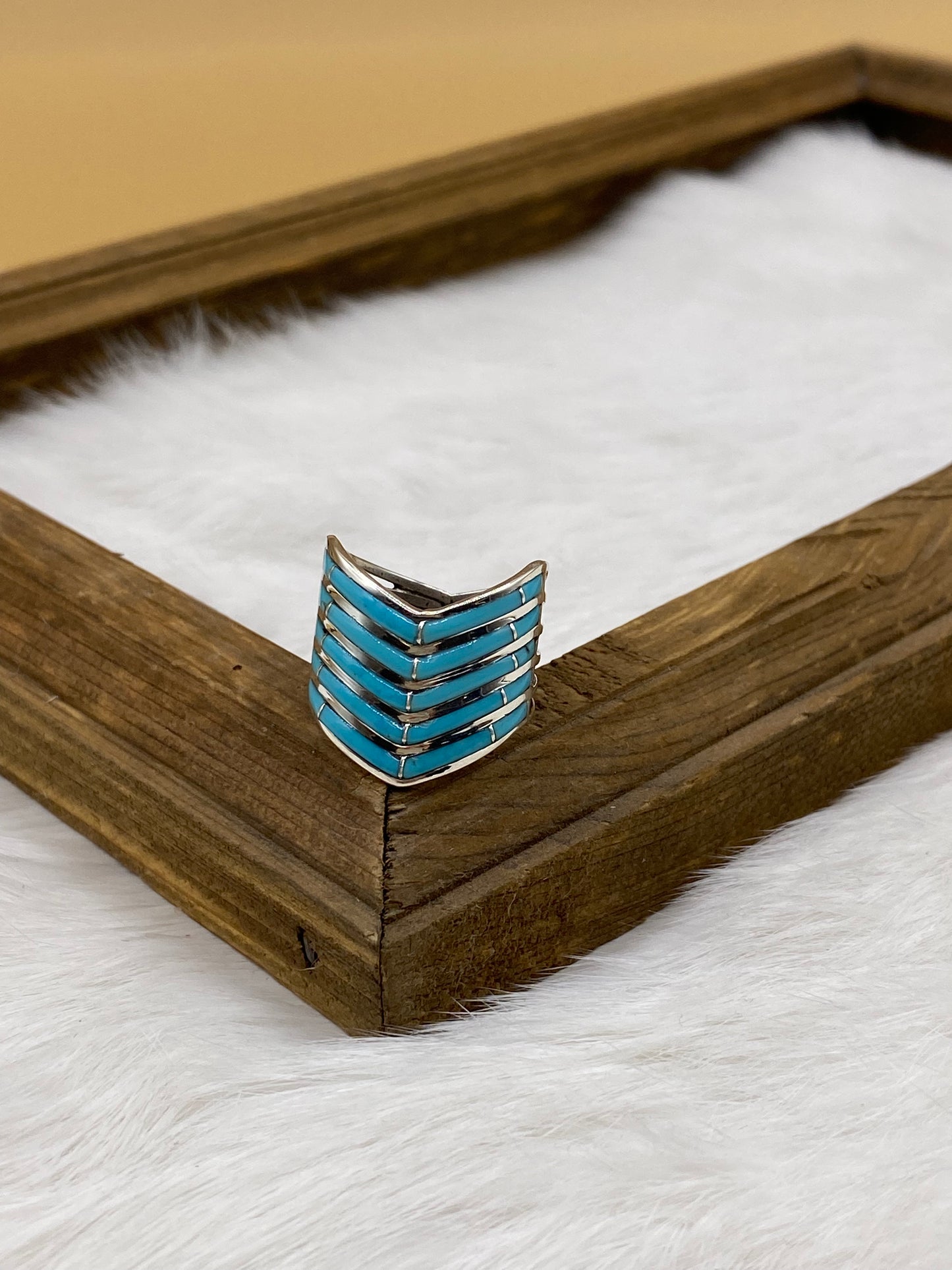 Sleeping Beauty Chevron Inlay Ring