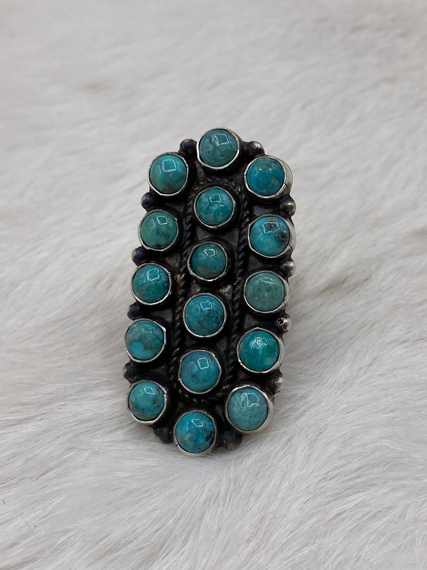 Turquoise Shield Cluster Ring