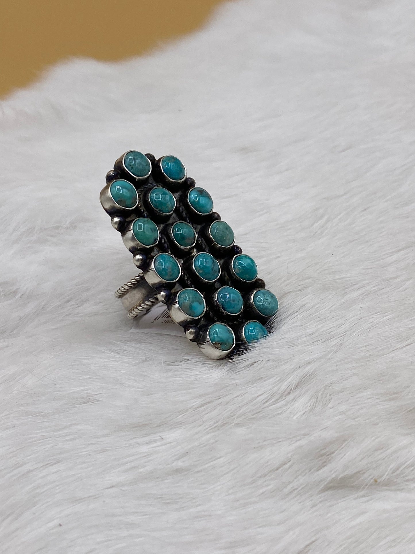 Turquoise Shield Cluster Ring