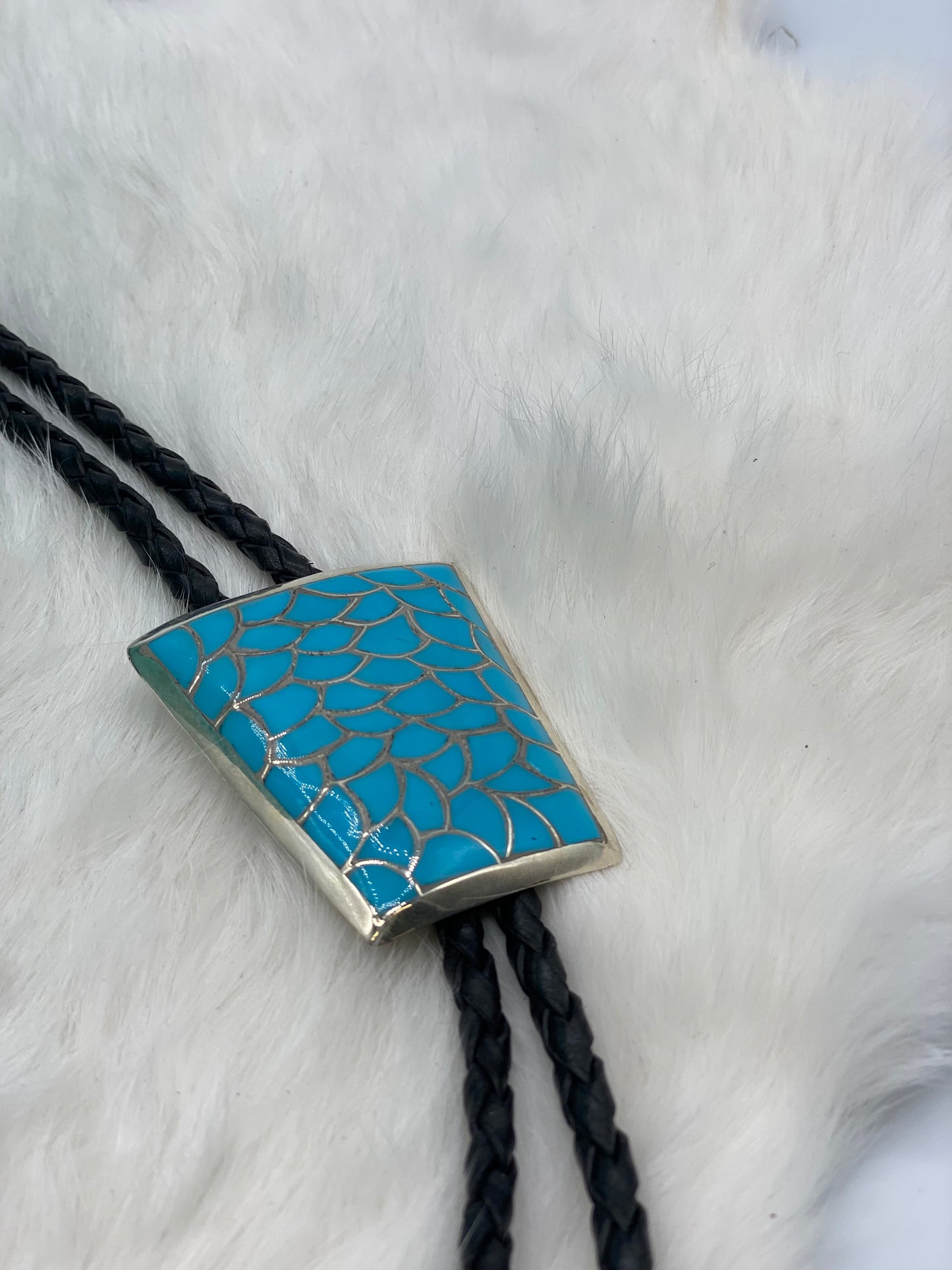 Turquoise Zuni Inlay Bolo Tie
