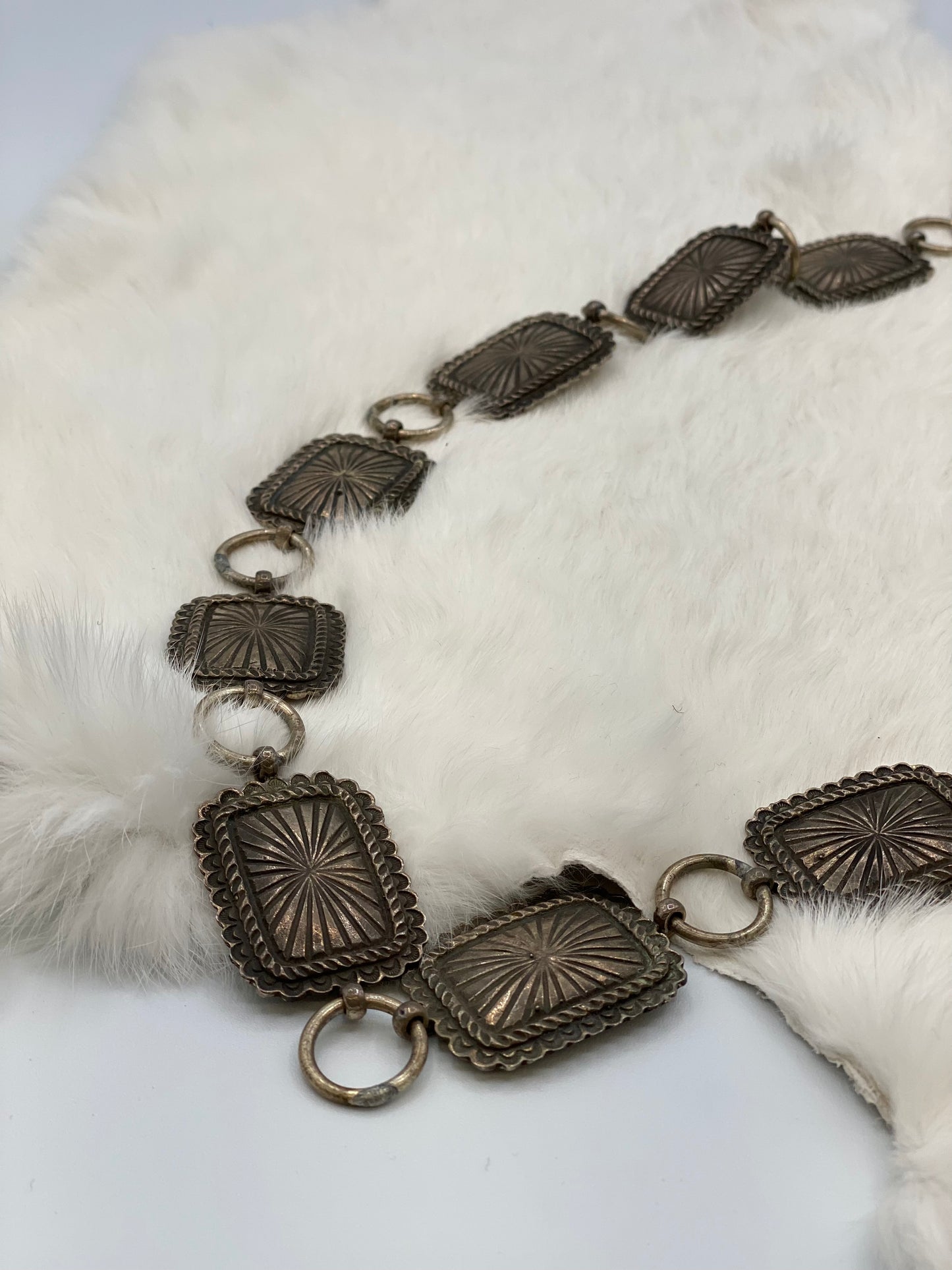 Square Silver Link-Concho Belt
