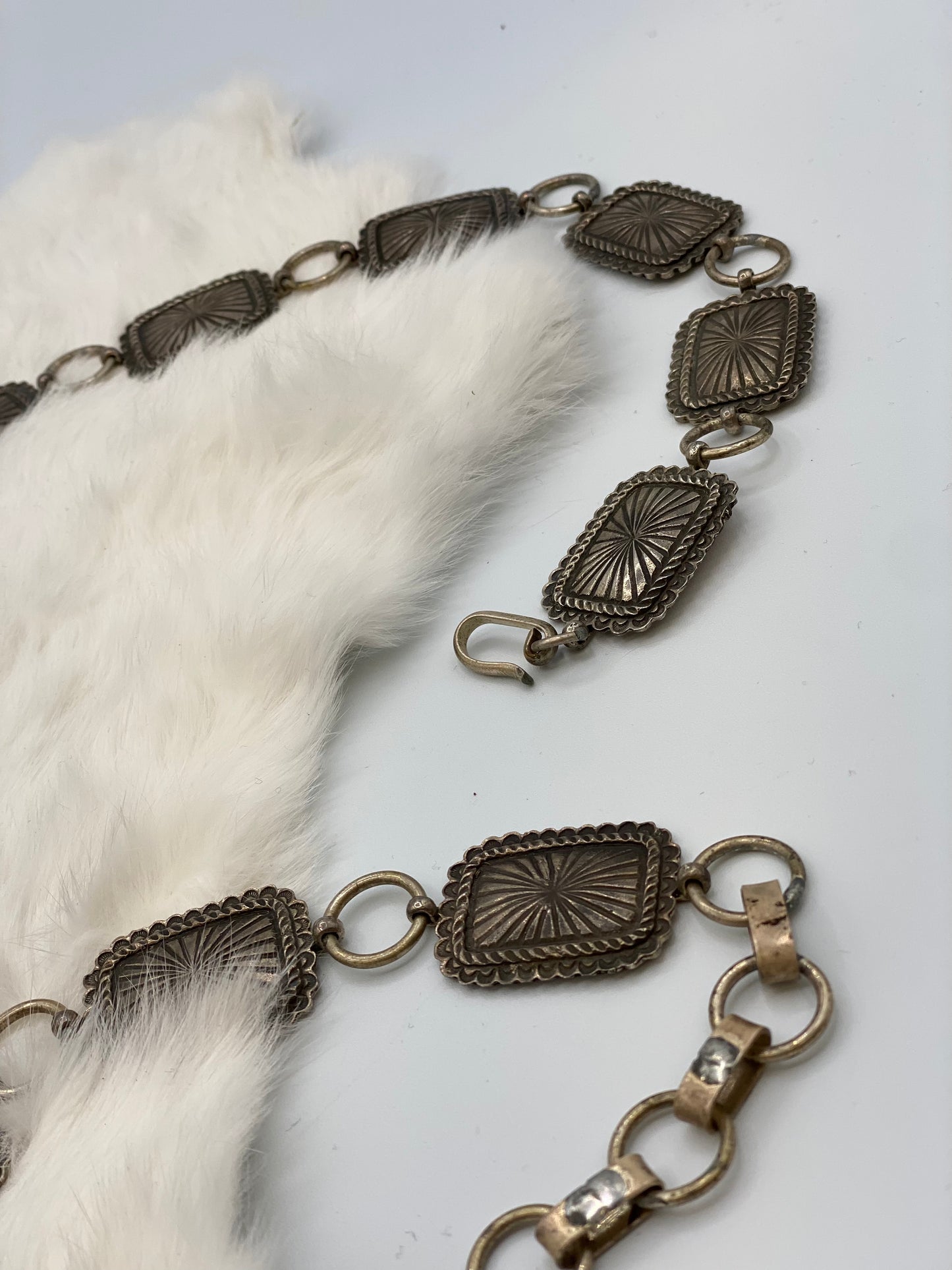 Square Silver Link-Concho Belt