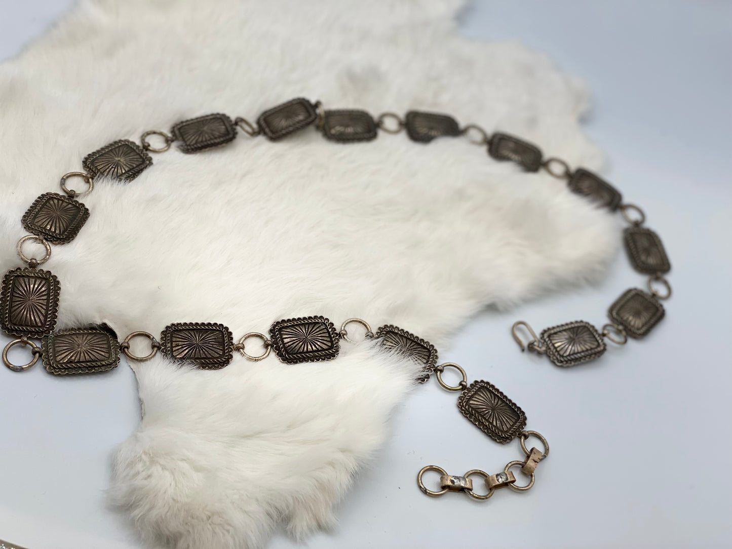 Square Silver Link-Concho Belt
