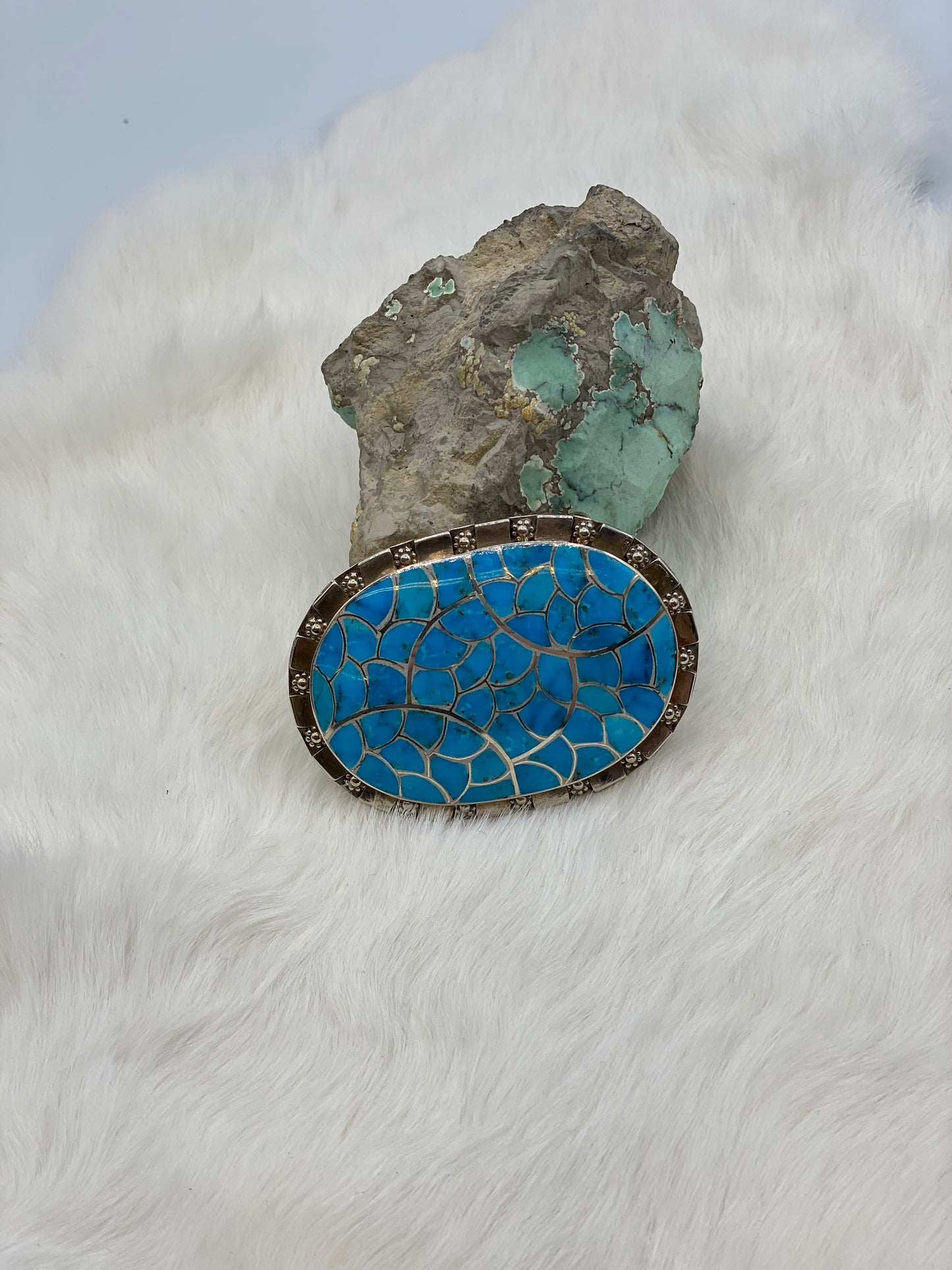 Turquoise Zuni Inlay Belt Buckle