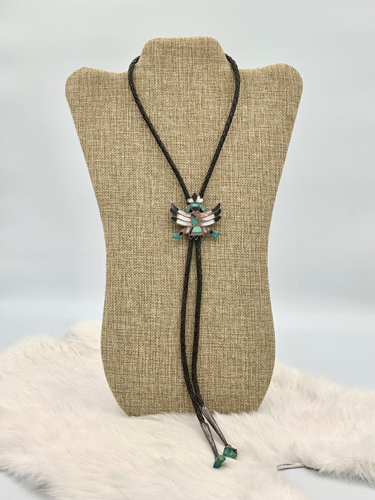 Vintage Zuni Eagle Dancer Bolo Tie