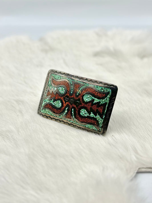 Vintage Chip-Inlay Belt Buckle