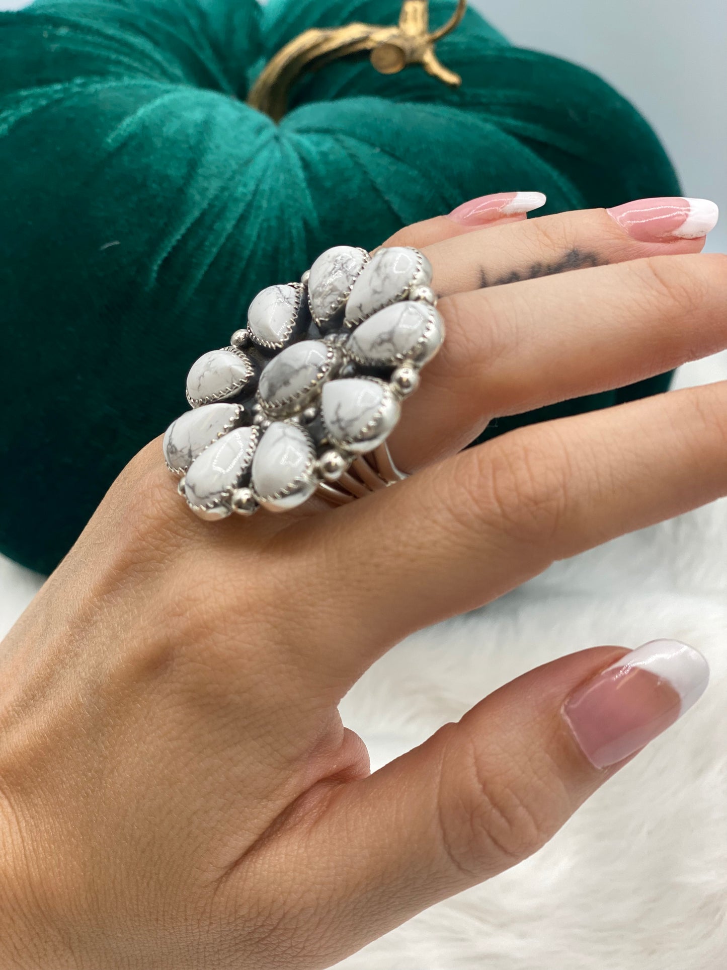 "My Favorite Ghoul" Howlite Cluster Ring