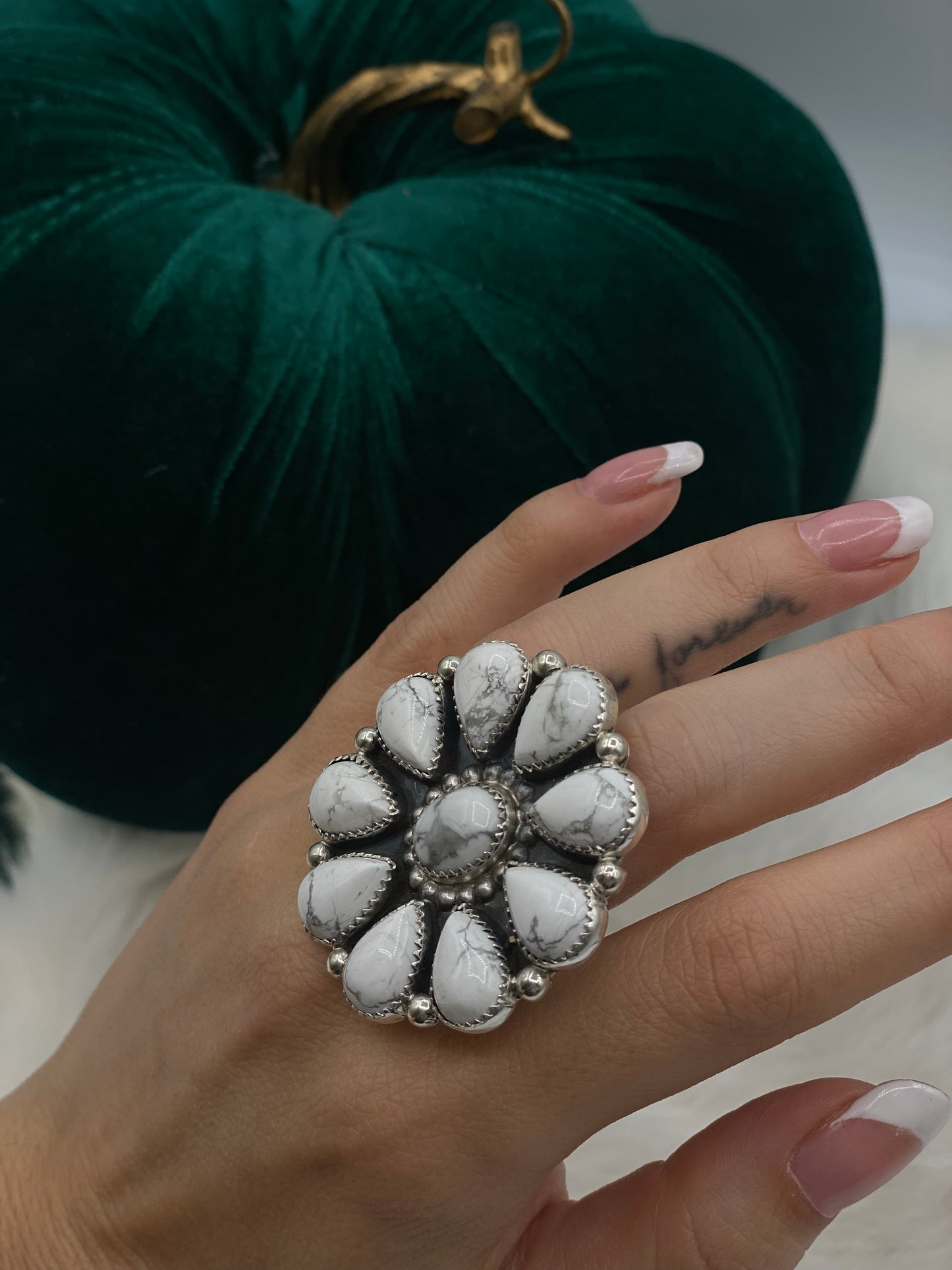 "My Favorite Ghoul" Howlite Cluster Ring