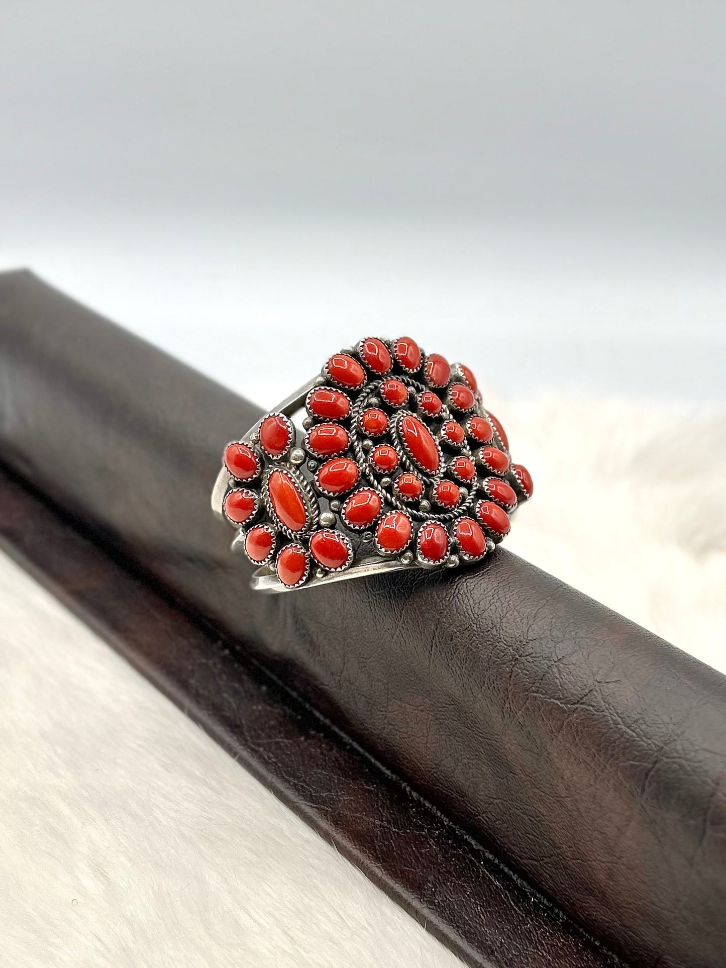Vintage Cluster Coral Bracelet