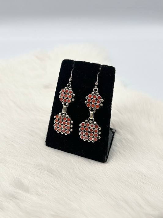 Vintage Coral Petti-Point Earrings