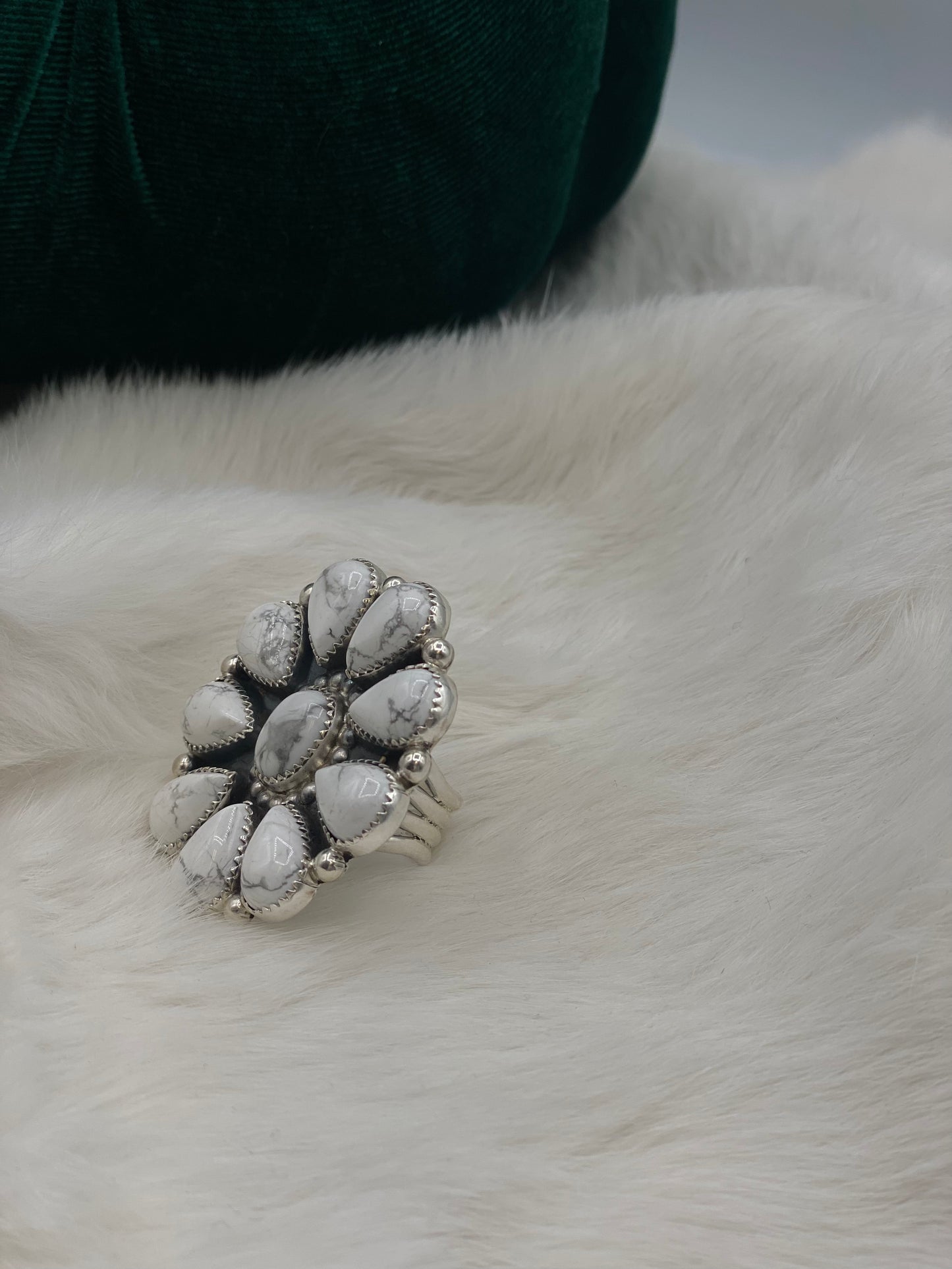 "My Favorite Ghoul" Howlite Cluster Ring