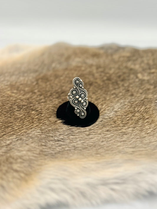 John Begay Long Silver Wire Ring