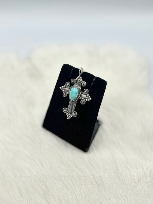 John Begay Turquoise Cross Pendant