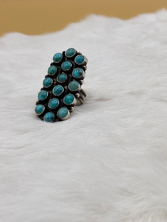 Turquoise Shield Cluster Ring