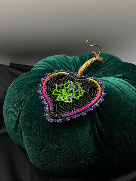 Frankenstein Beaded Rose Pin