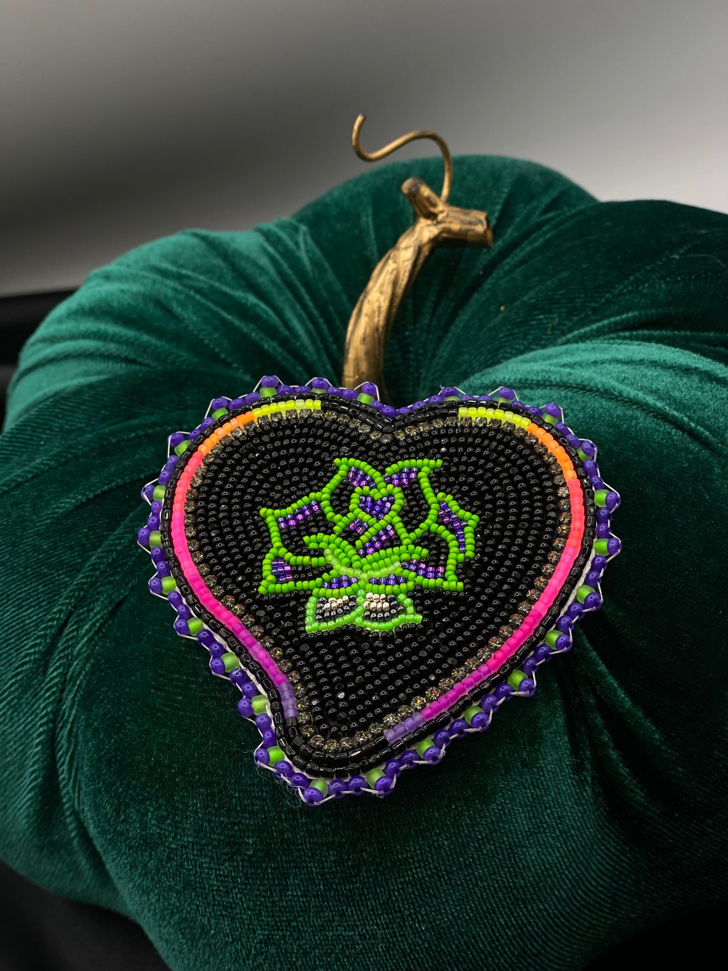 Frankenstein Beaded Rose Pin