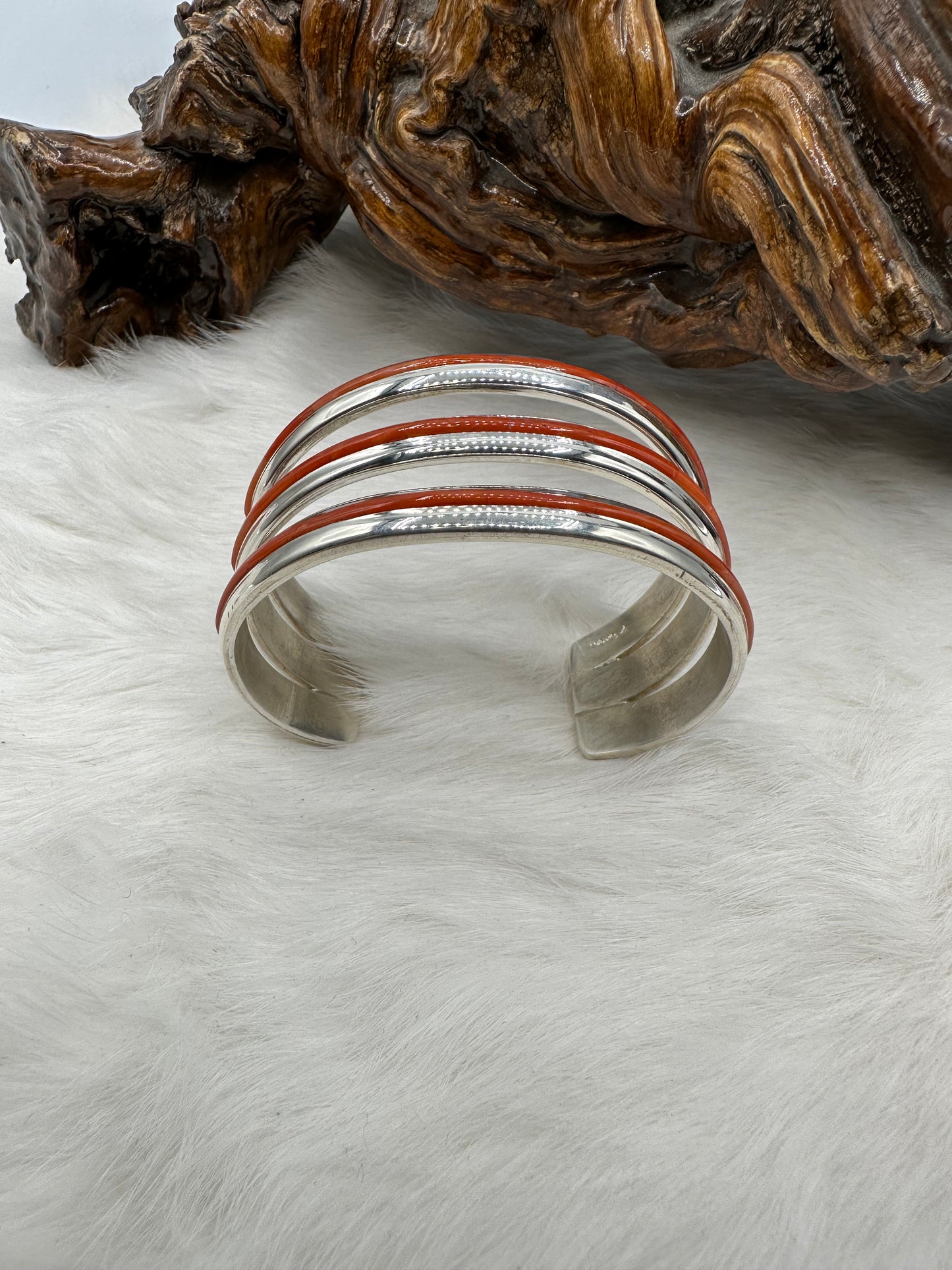 Sleek Coral Inlay Cuff