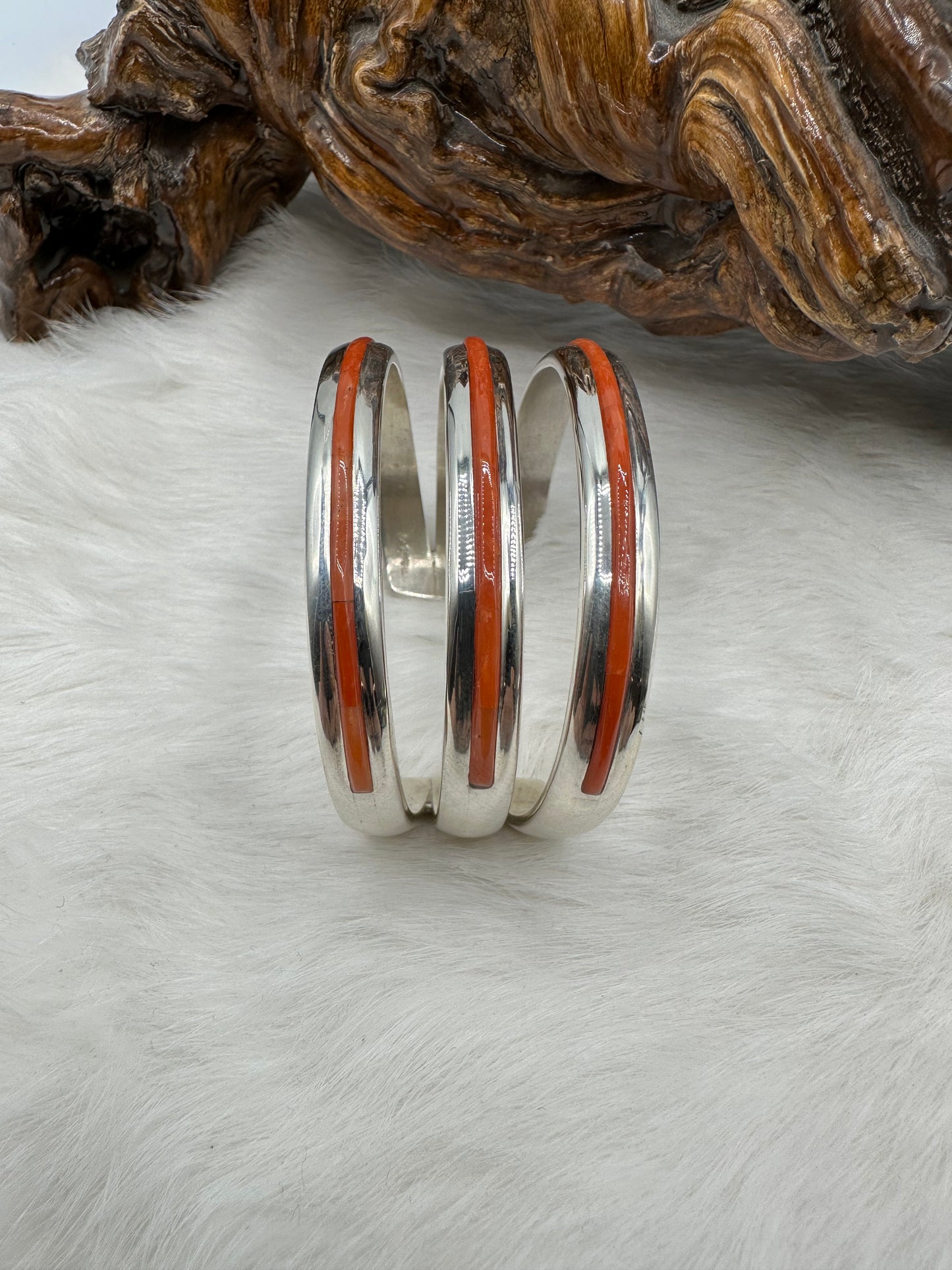 Sleek Coral Inlay Cuff