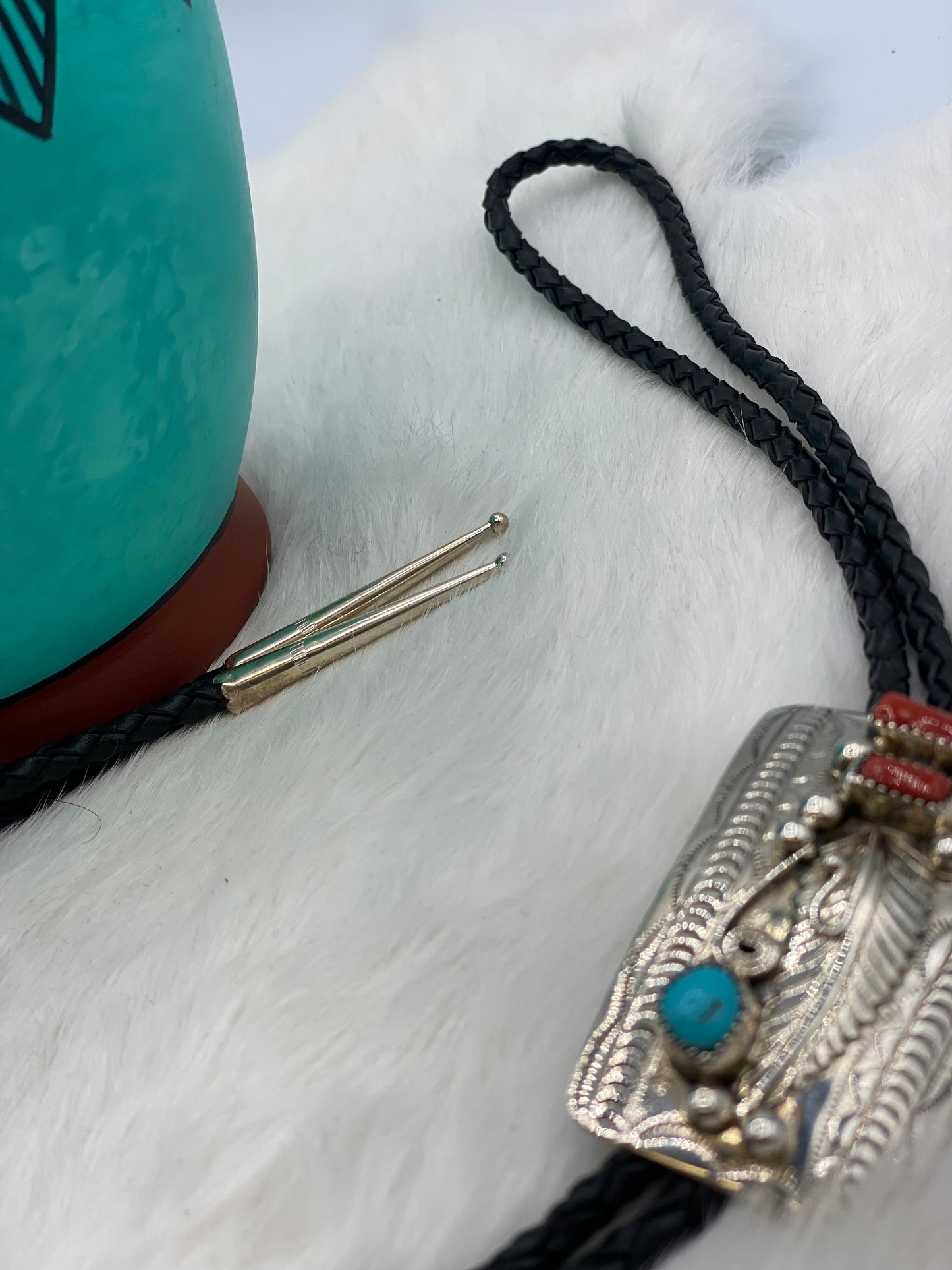 Coral and Turquoise Bolo Tie