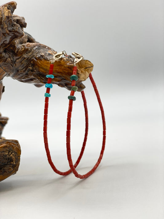 Coral and Turquoise Anklet