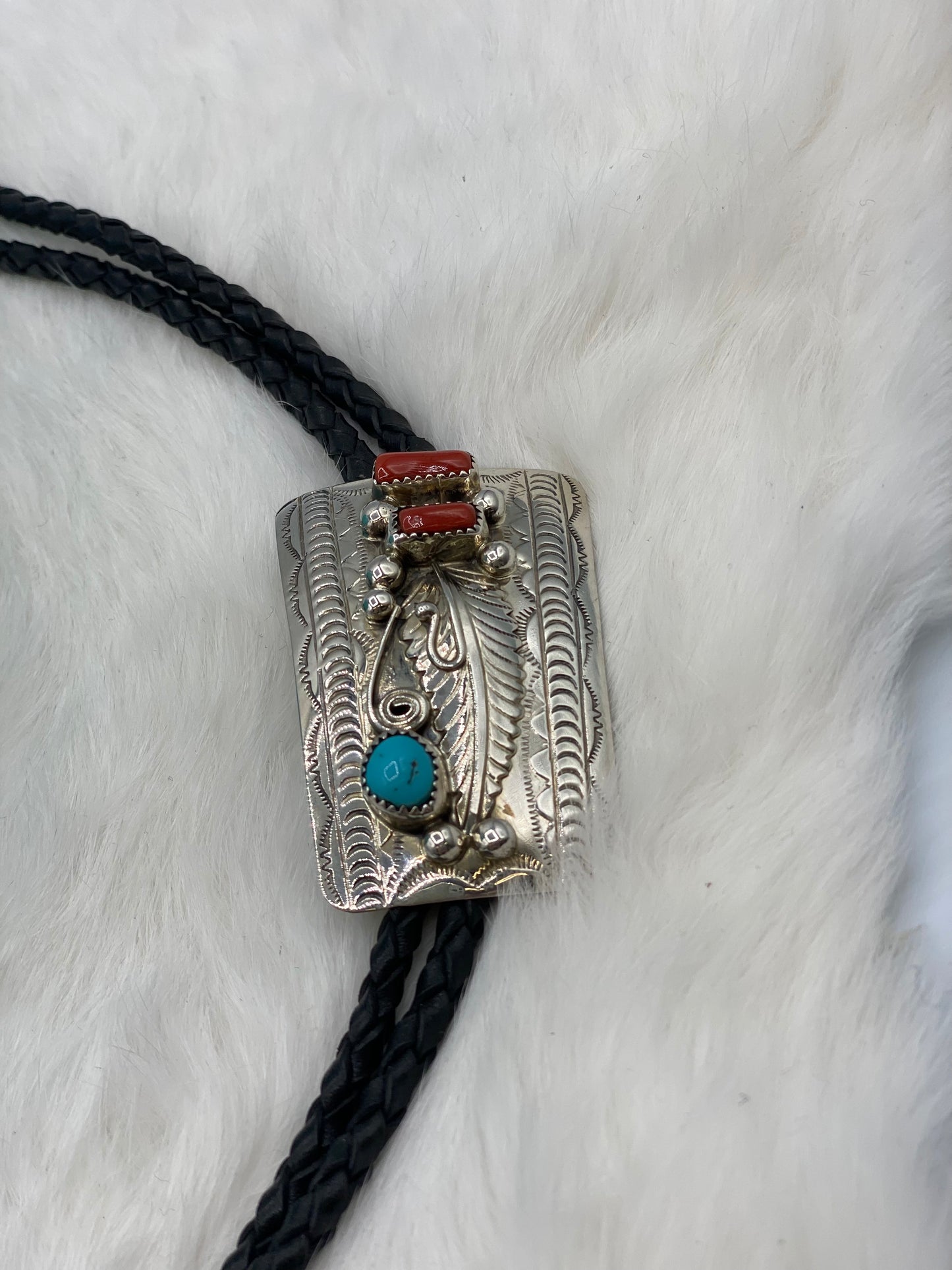 Coral and Turquoise Bolo Tie