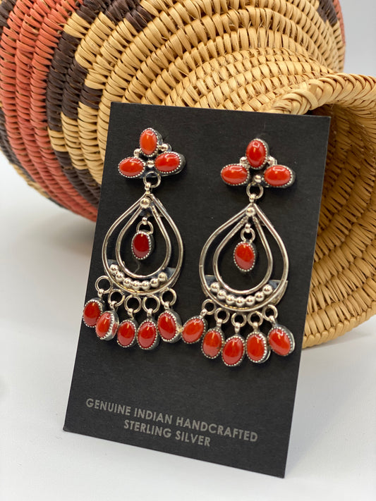 Red Coral Chandelier Dangle