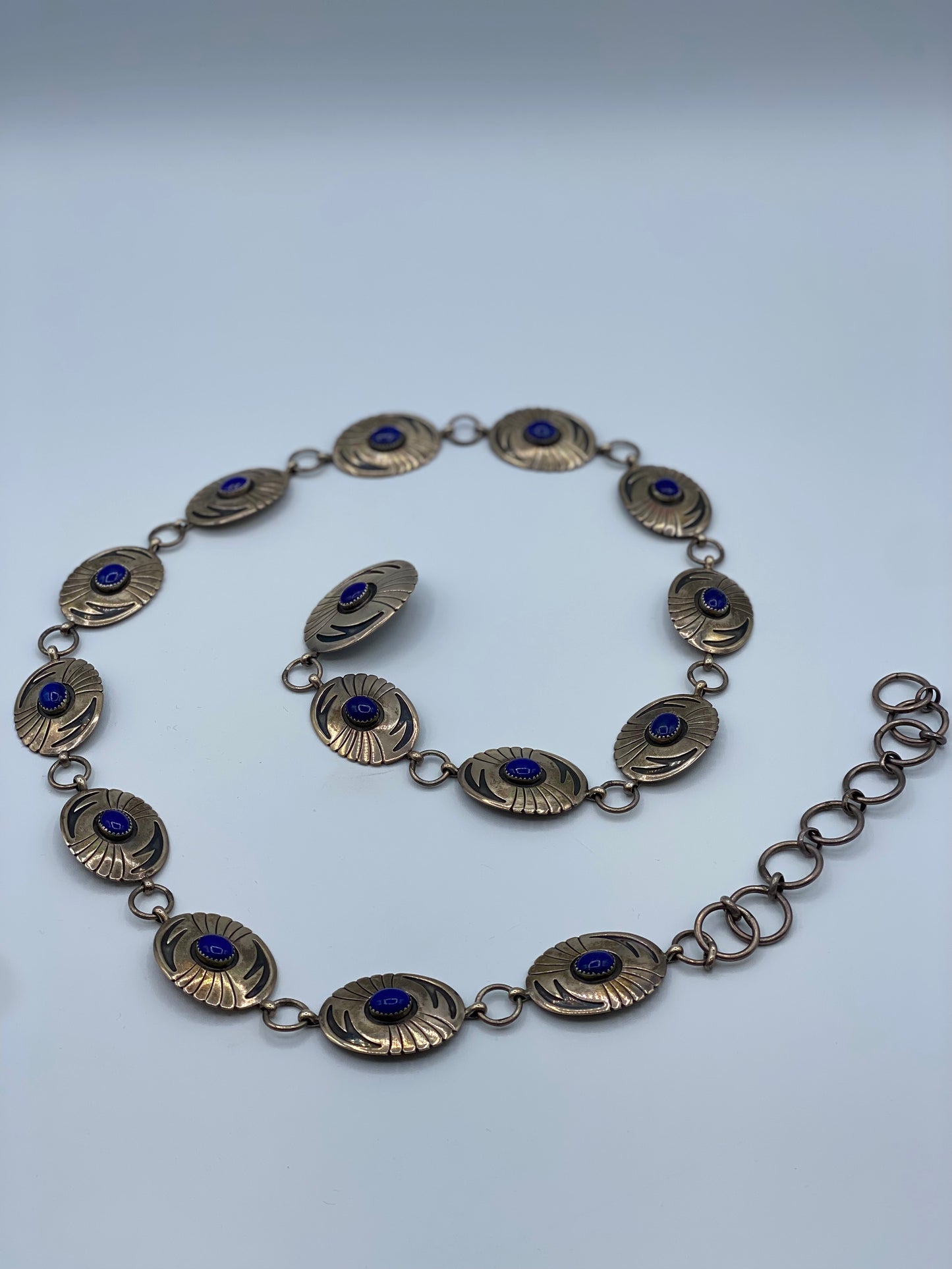 Vintage Silver and Lapis Link Concho Belt