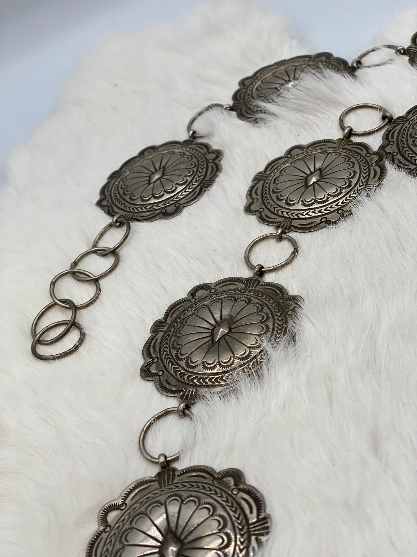 Large Silver Link-Concho Belt